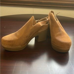 Antelope suede platform heels